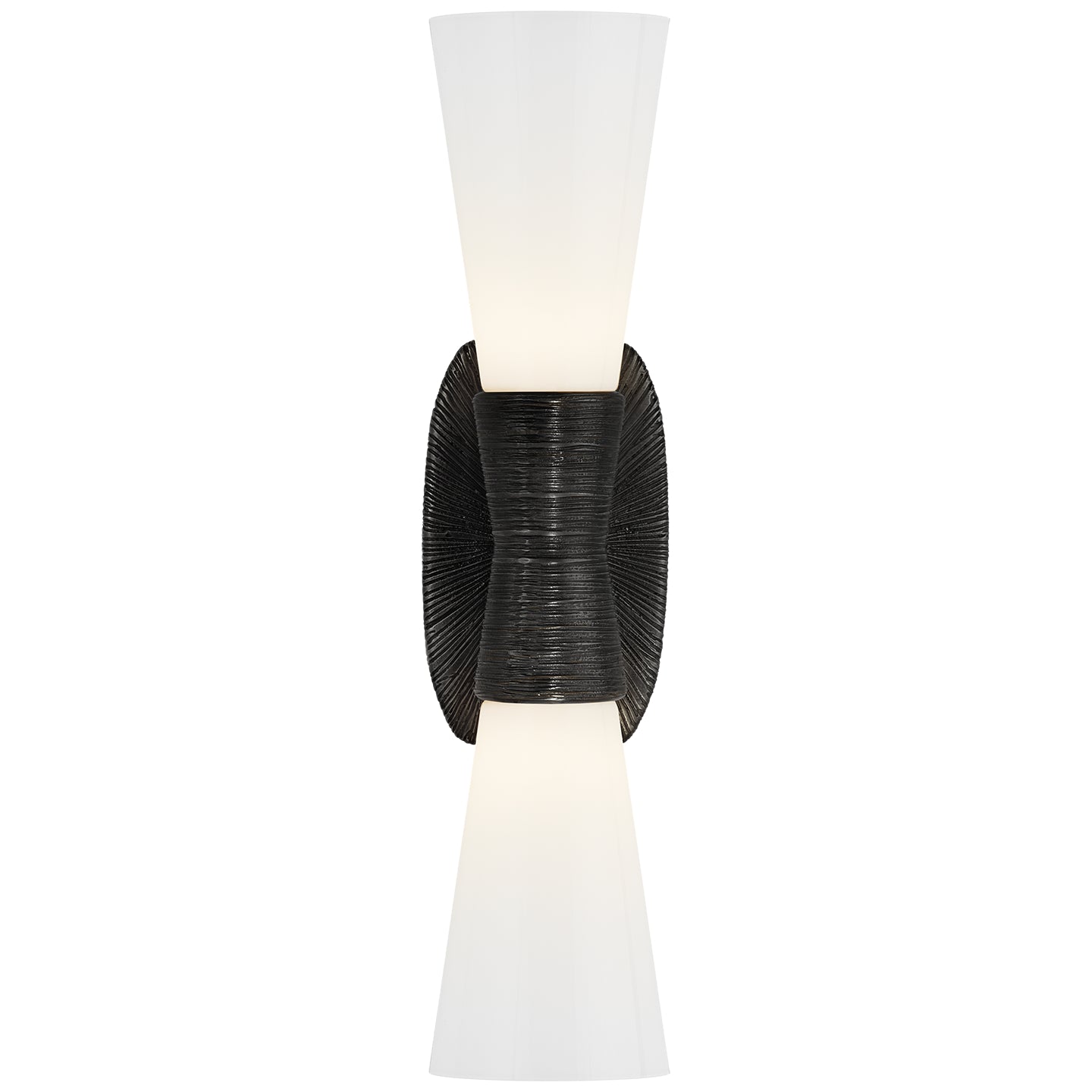 Utopia Small Double Bath Sconce in Aged Iron with White Glass