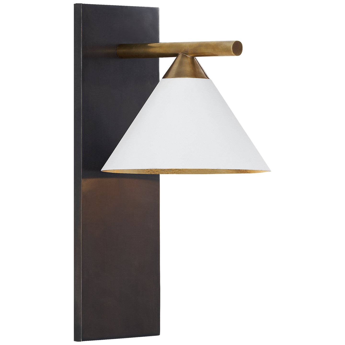 Cleo Sconce in Bronze and Antique-Burnished Brass with Matte White Shade