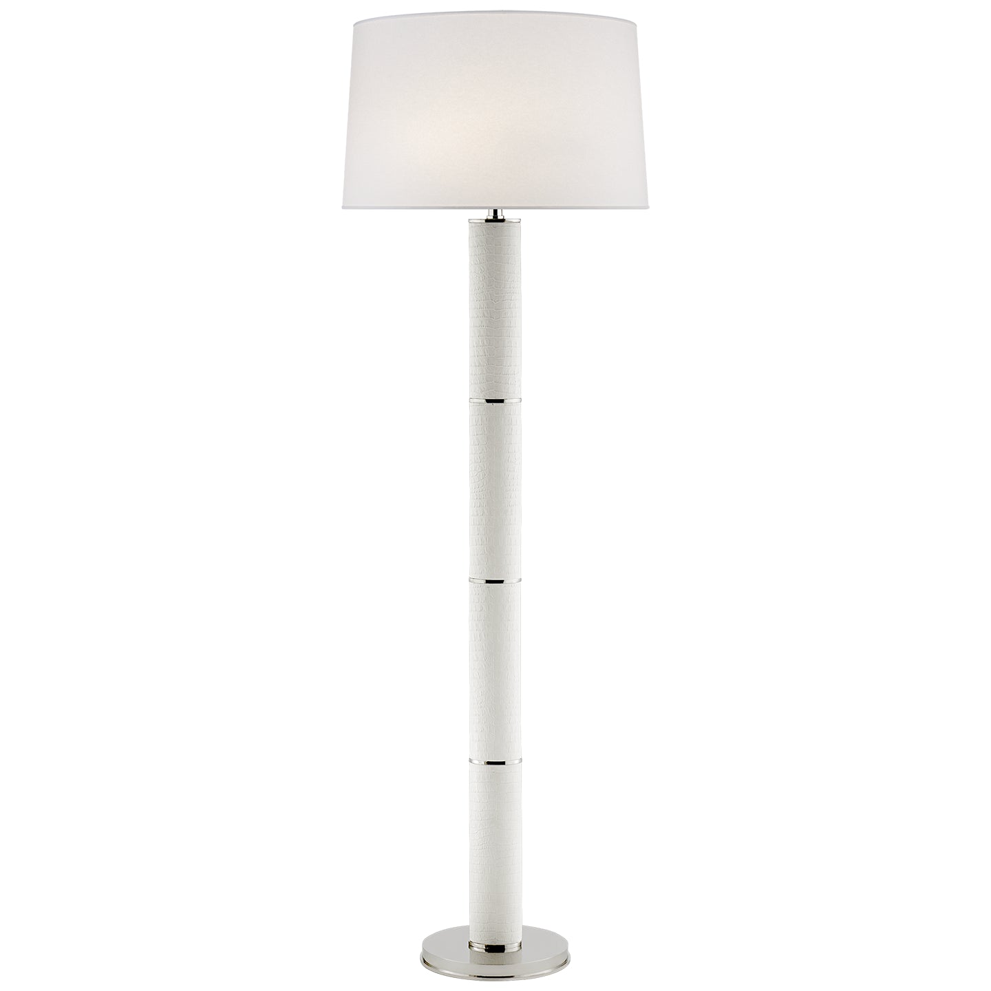 Upper Fifth One Light Floor Lamp in Ivory Faux Croc w/ Polished Nickel
