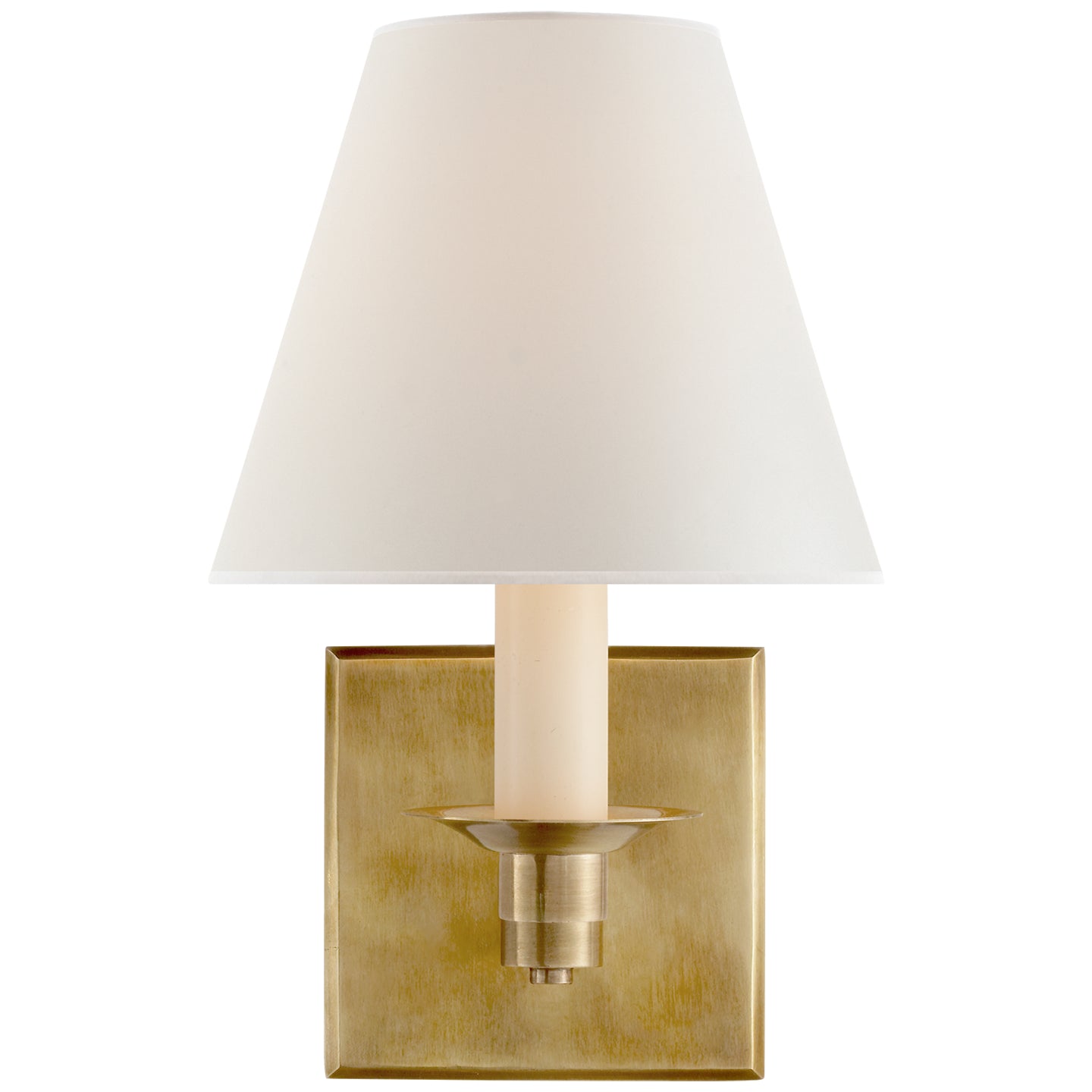 Evans Single Arm Sconce in Natural Brass w/ Percale Shade