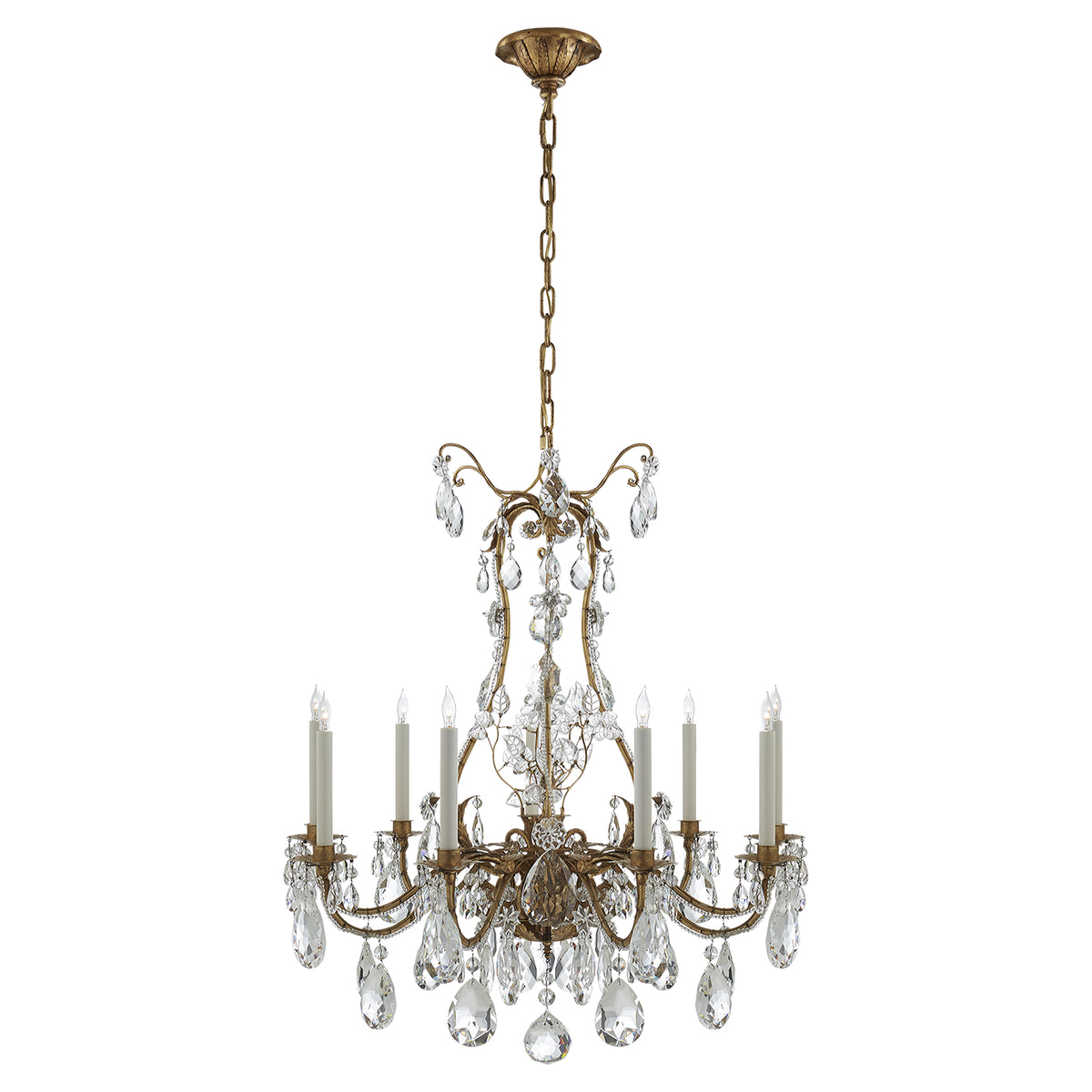 Yves Nine Light Chandelier in Gilded Iron