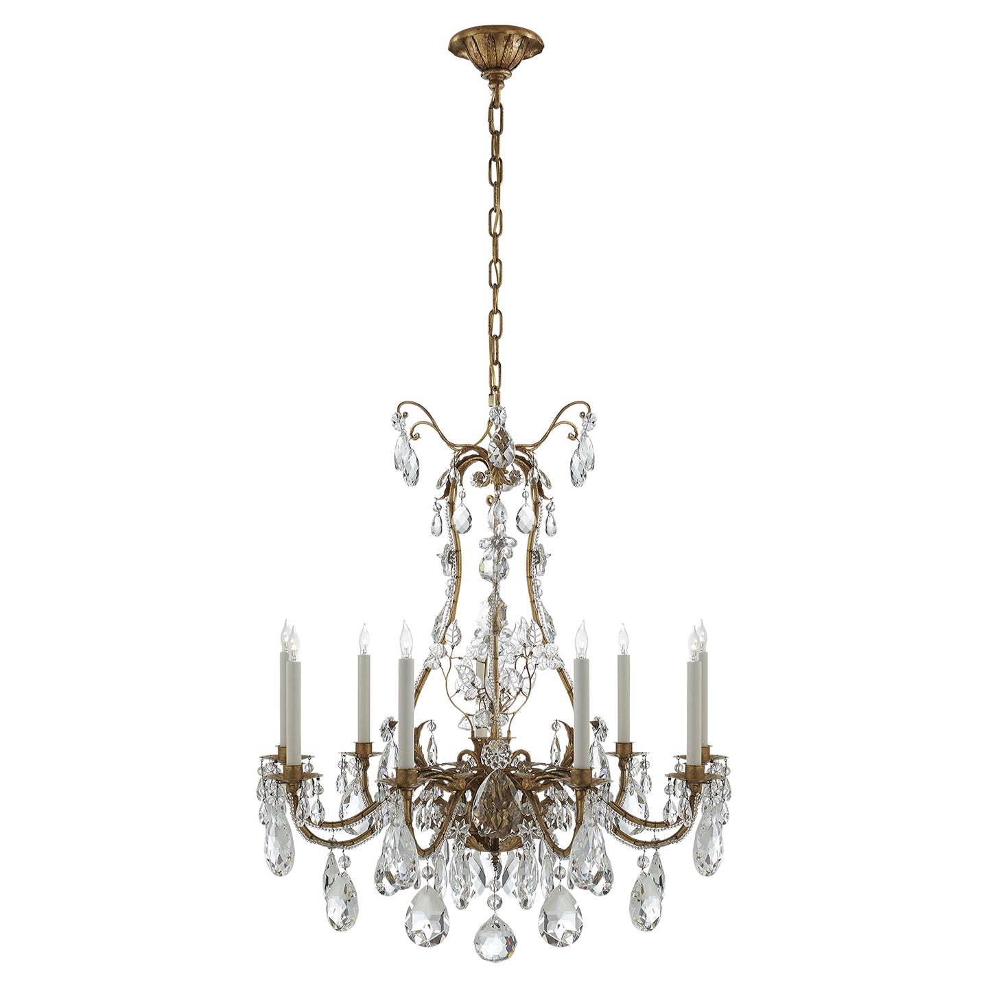 Yves Nine Light Chandelier in Gilded Iron