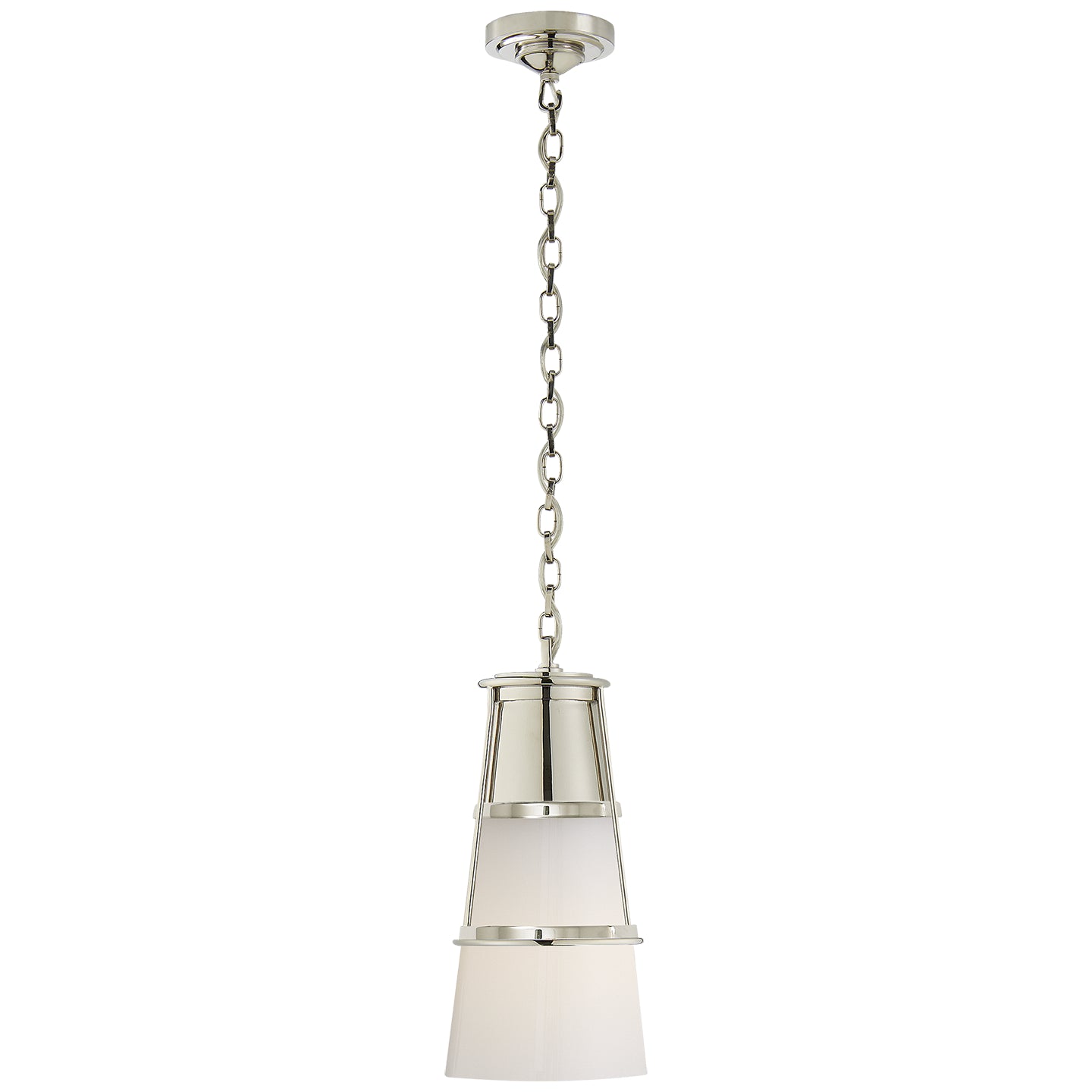 Robinson Medium Pendant in Polished Nickel with White Glass TOB 5752PN-WG
