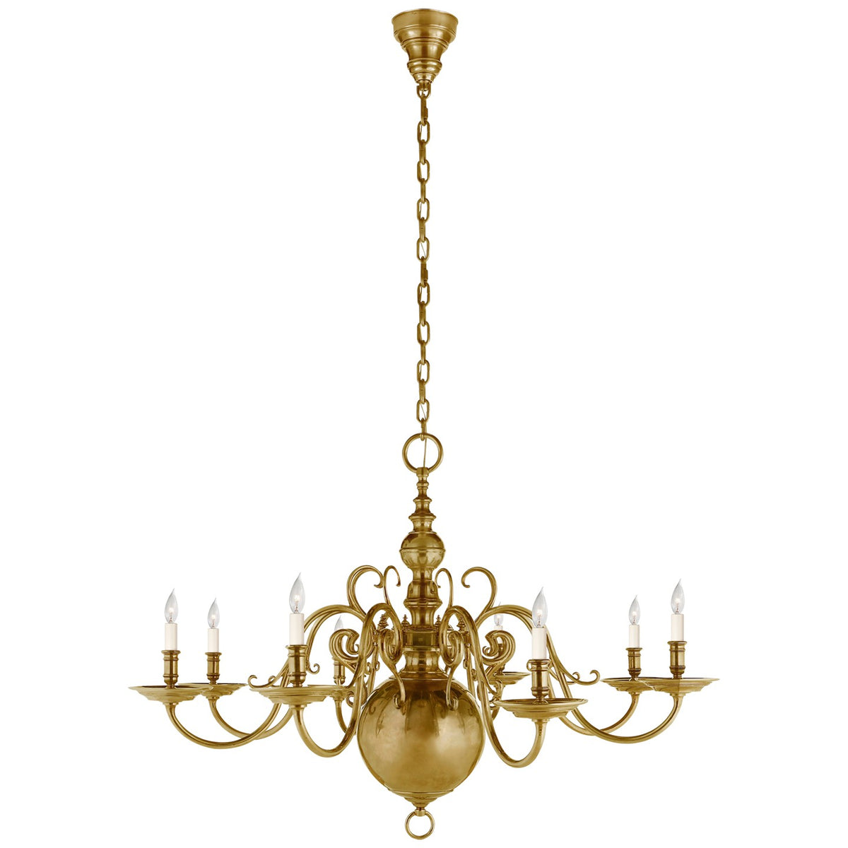 Lustre Lillianne à huit lumières en laiton naturel