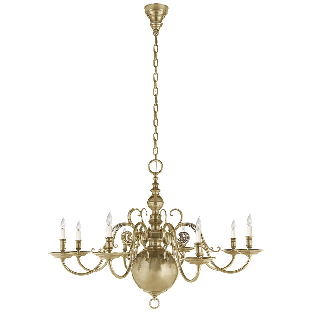 Lustre Lillianne à huit lumières en laiton naturel