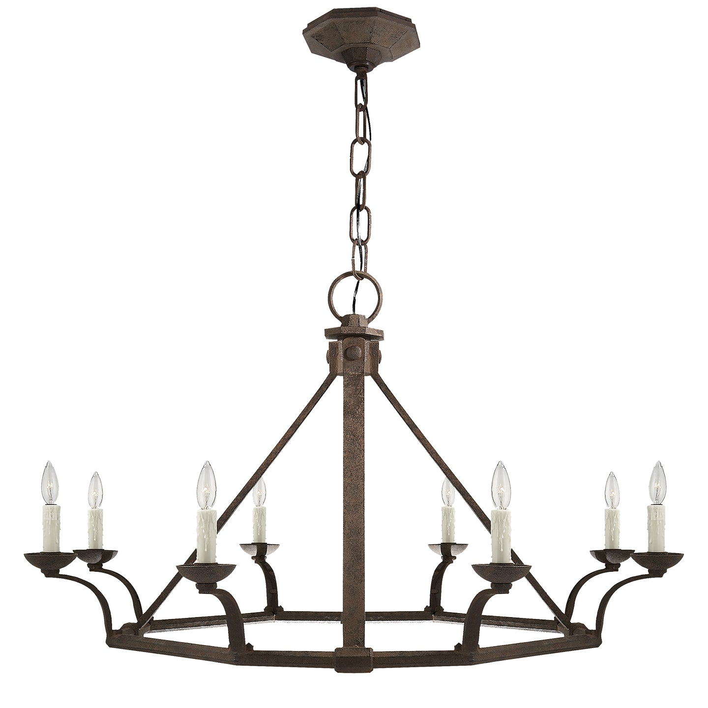 Robertson Eight Light Chandelier in Natural Rusted Iron
