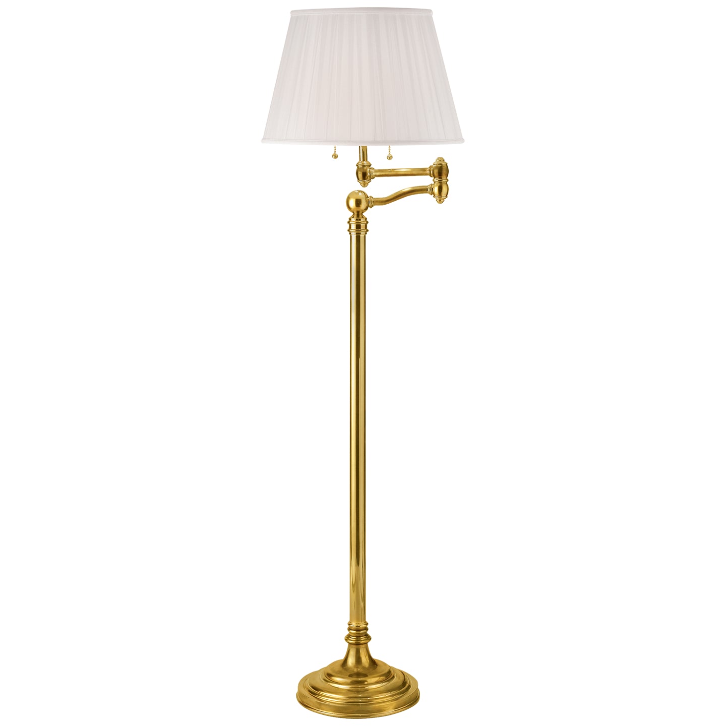 Sargent Two Light Swing Arm Floor Lamp in Natural Brass