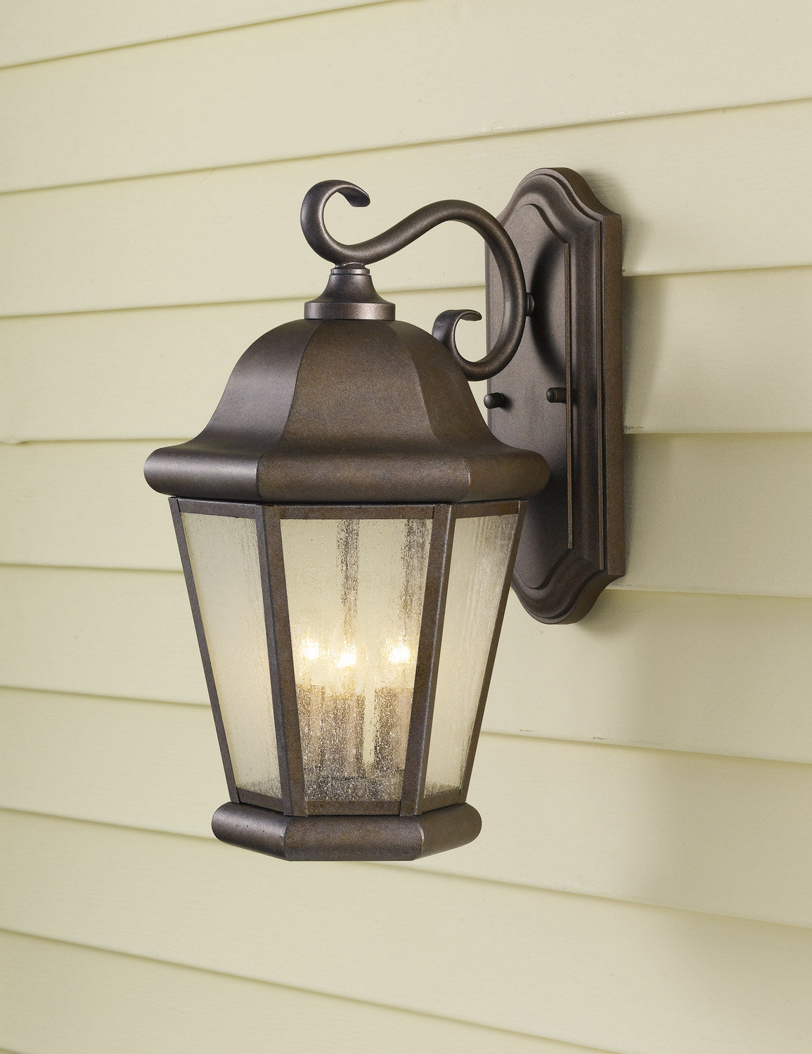 Martinsville Three Light Outdoor Wall Lantern in Corinthian Bronze
