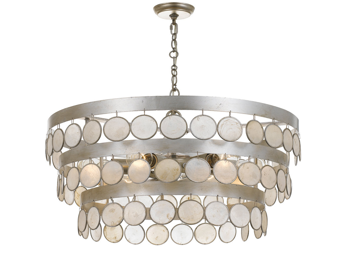 Coco Six Light Chandelier in Antique Silver