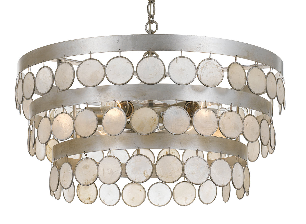 Coco Six Light Chandelier in Antique Silver