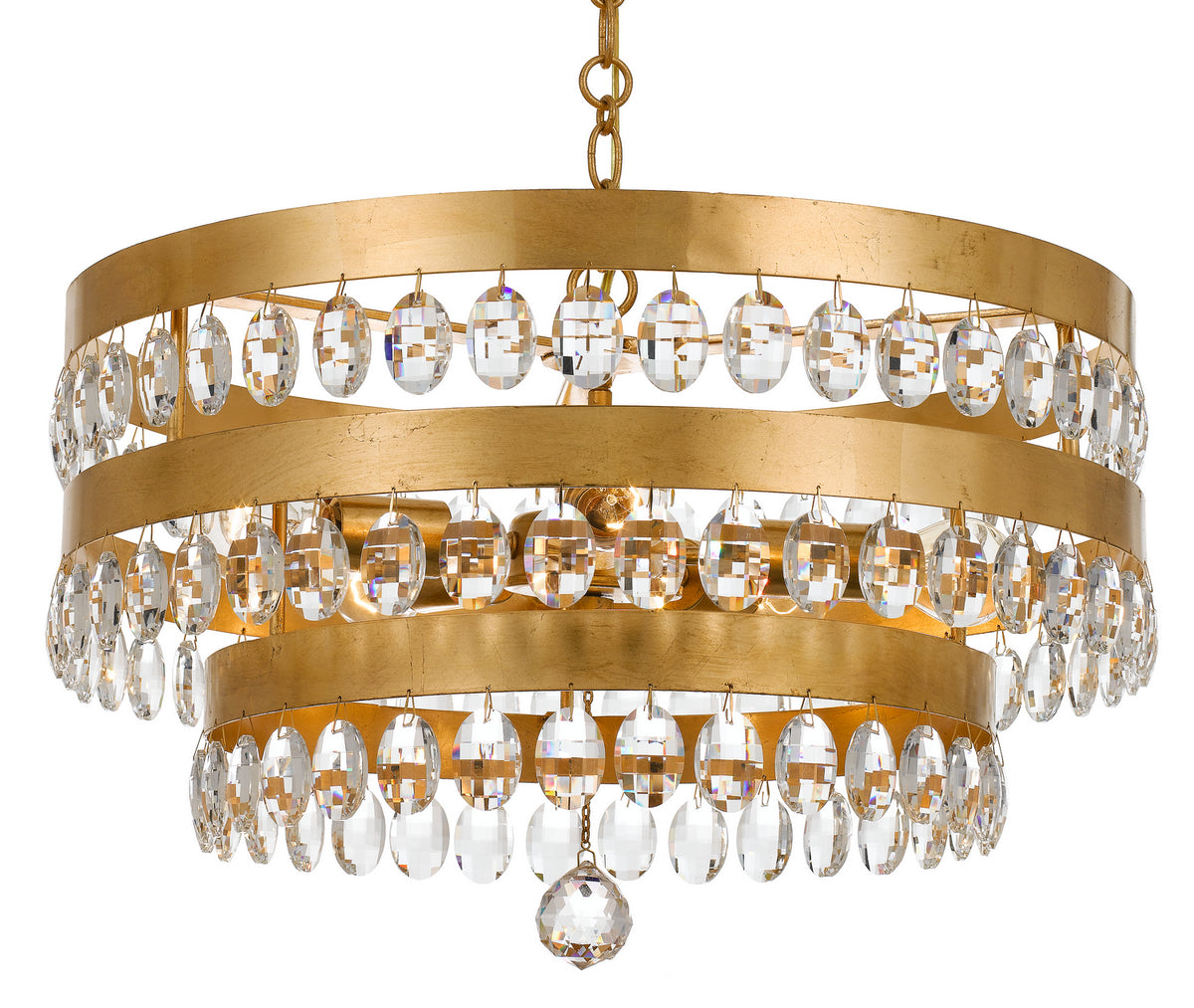 Perla Five Light Chandelier in Antique Gold