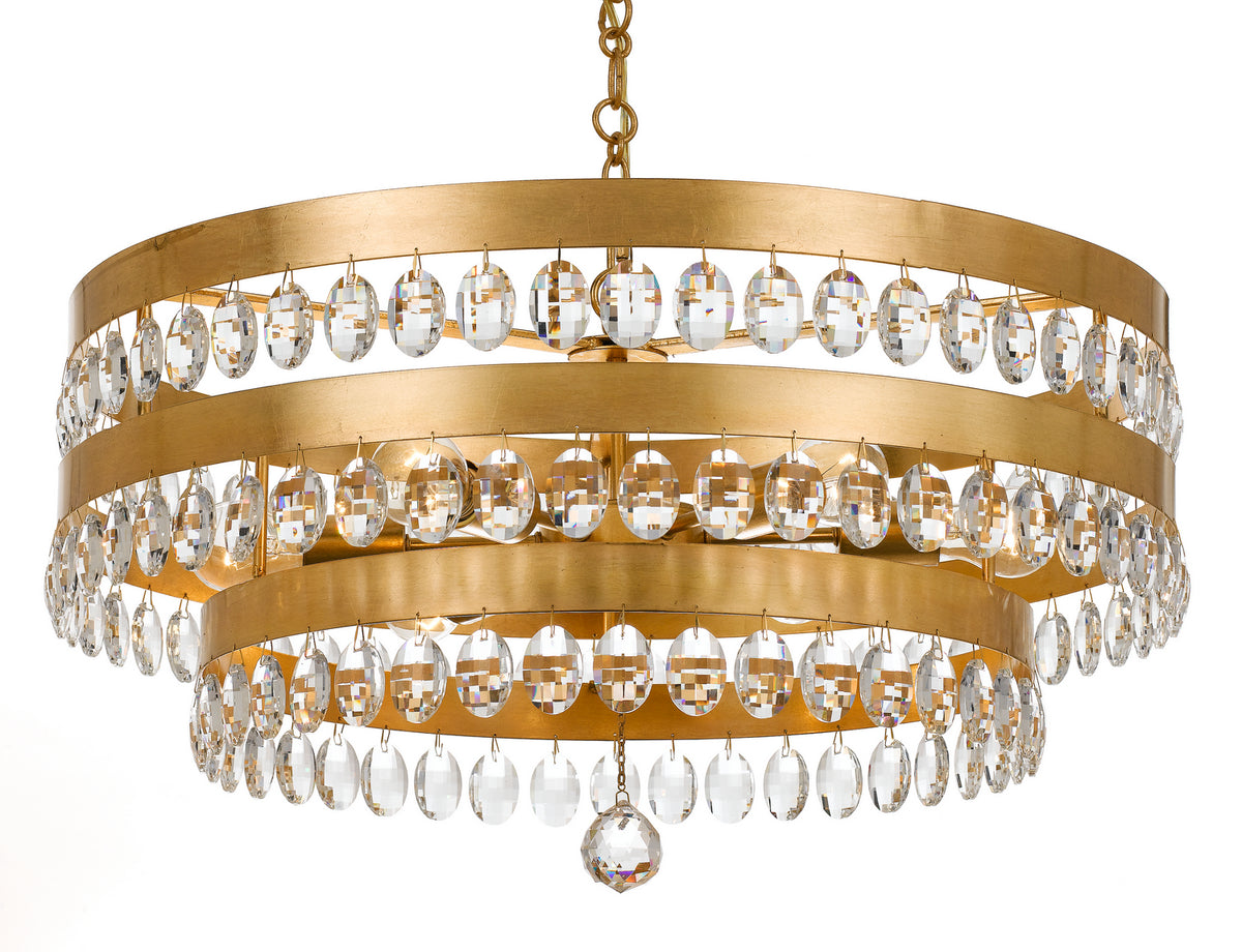 Perla Six Light Chandelier in Antique Gold