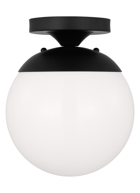 Leo - Hanging Globe One Light Wall / Ceiling Semi-Flush Mount with White Glass