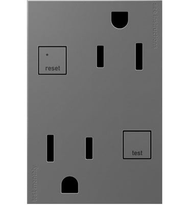Adorne Plus Size Tamper-Resistant 15A Duplex Self-Test GFCI Receptacles