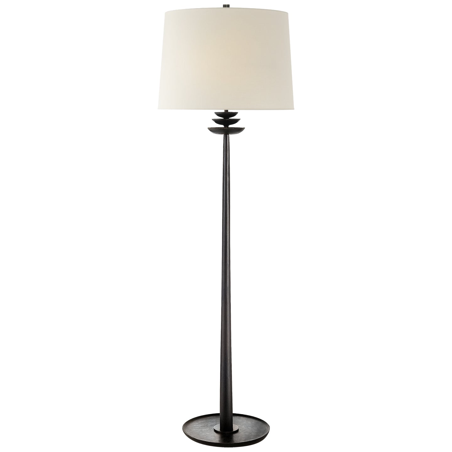 Beaumont Floor Lamp in Aged Iron with Linen Shade