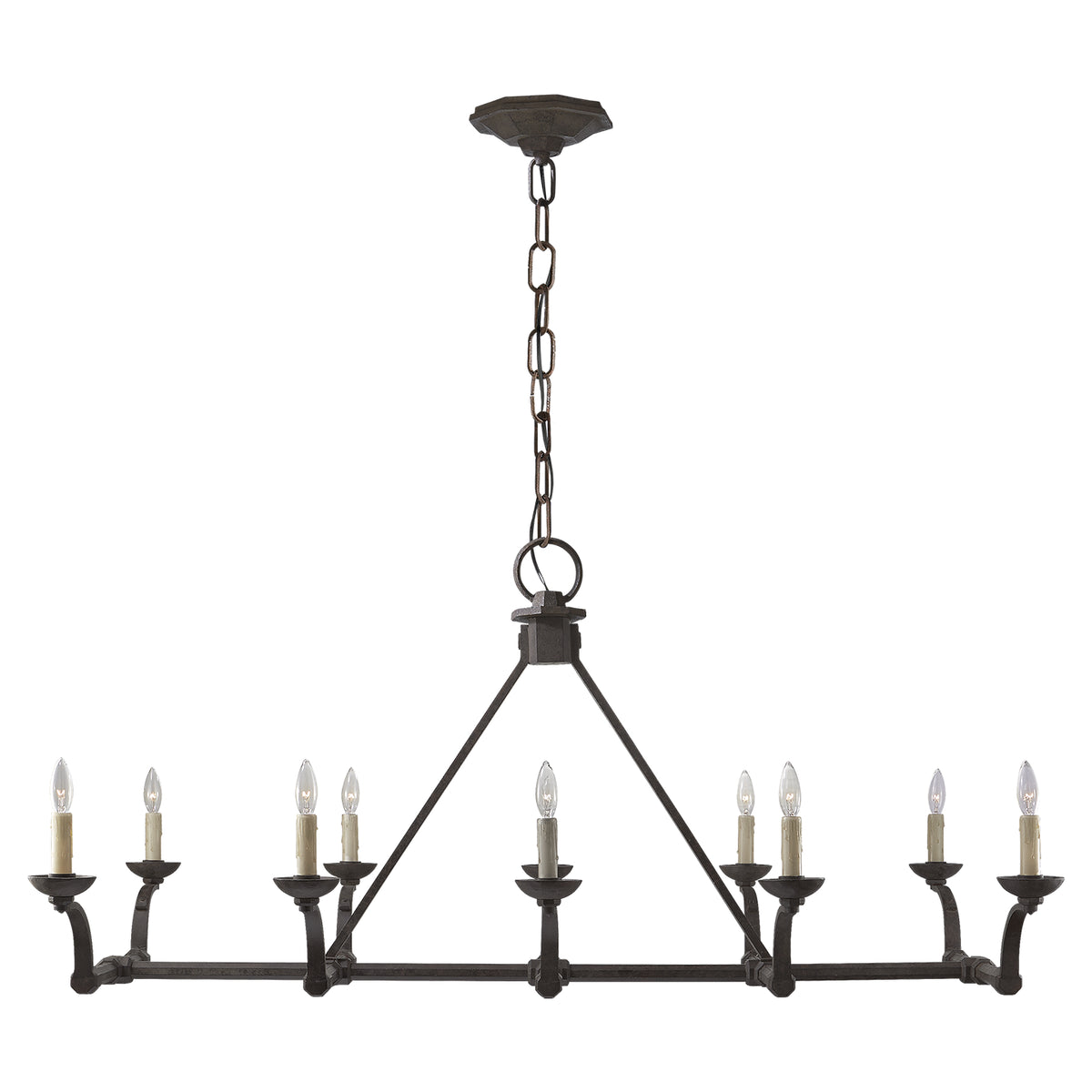 Robertson Ten Light Chandelier in Natural Rust