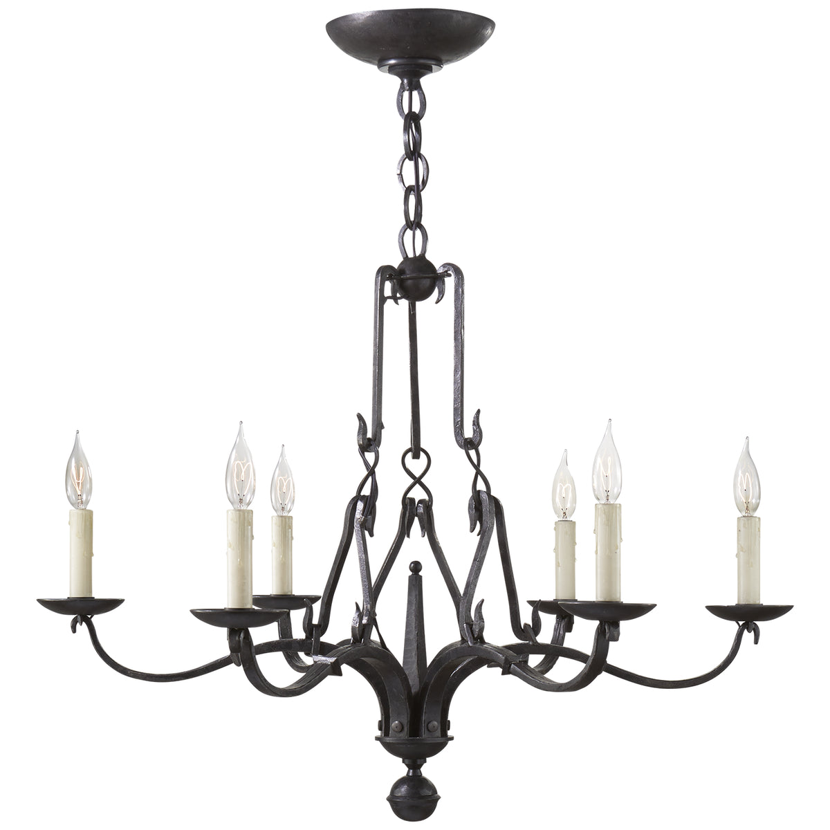 Allegra Six Light Chandelier in Aged Iron
