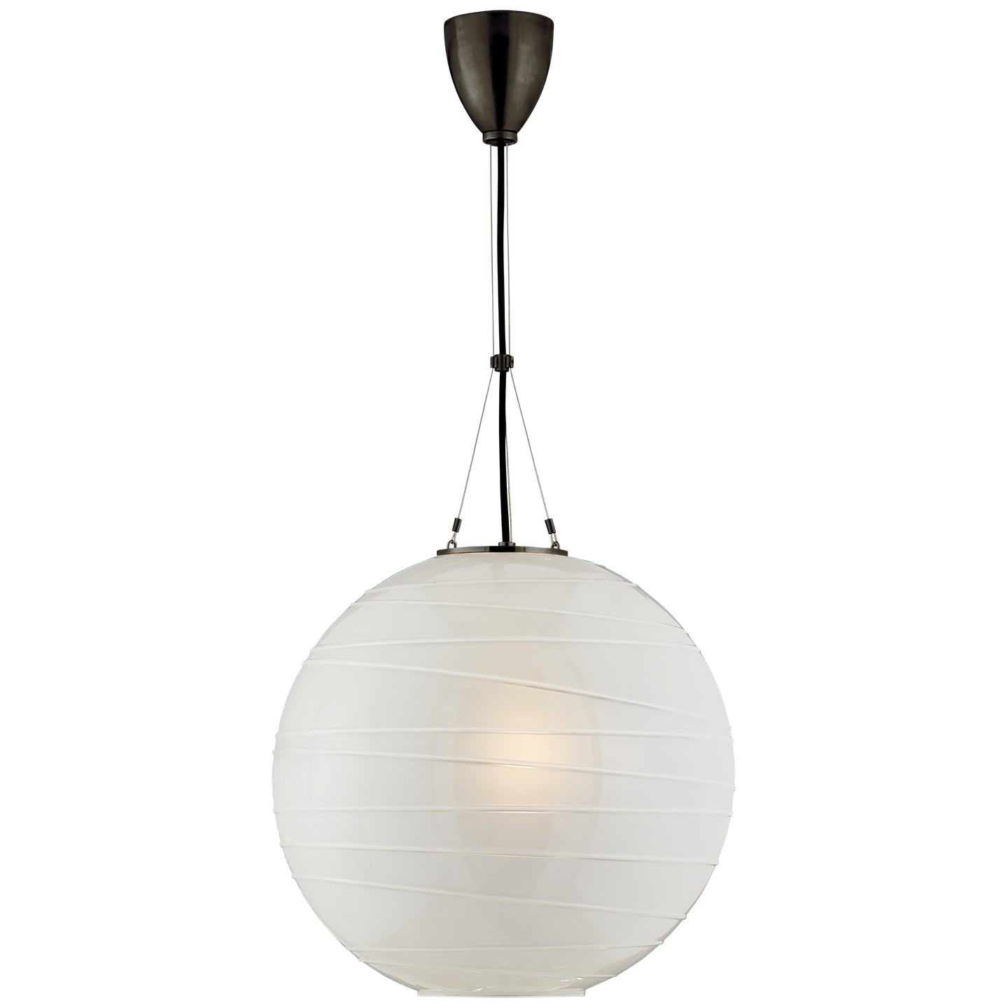 Hailey Medium Round Pendant in Gun Metal with Frosted Glass
