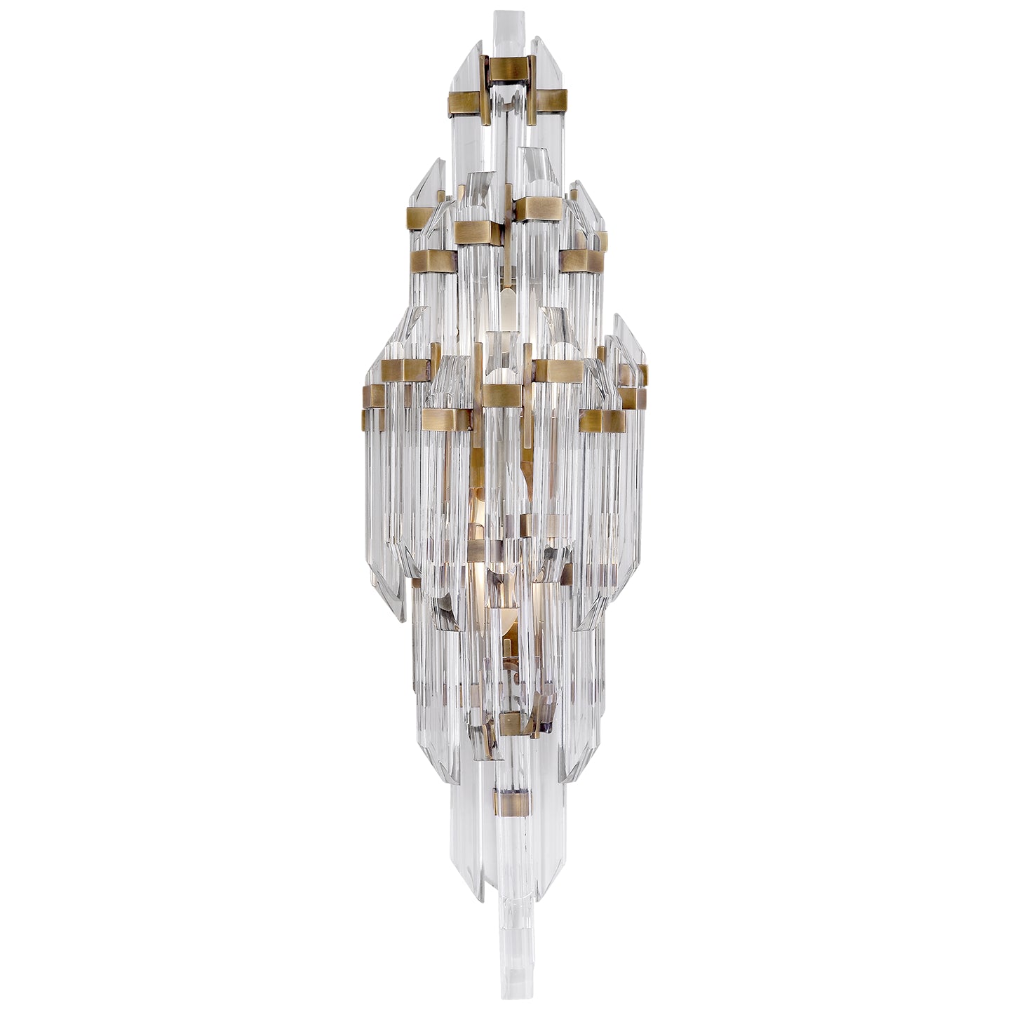Adele Small Sconce in Hand-Rubbed Antique Brass with Clear Acrylic