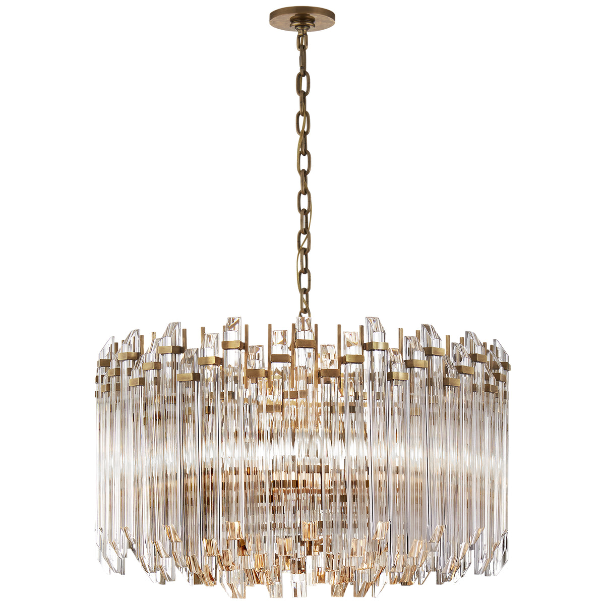 Adele Four Light Chandelier in Hand-Rubbed Antique Brass with Clear Acrylic