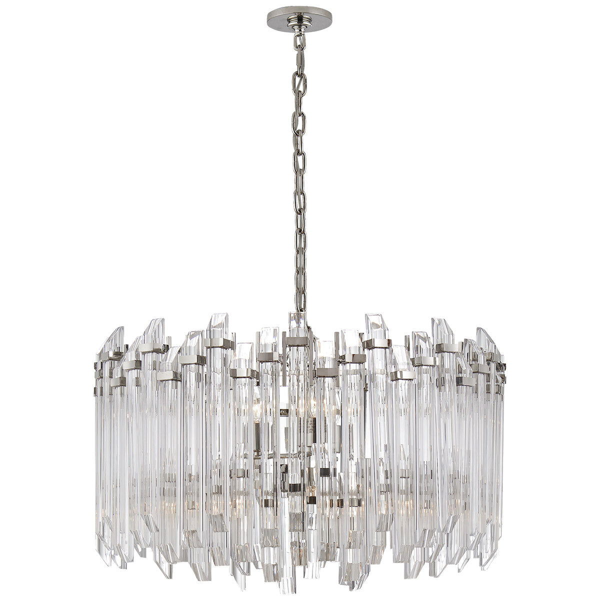Adele Four Light Chandelier in Polished Nickel with Clear Acrylic