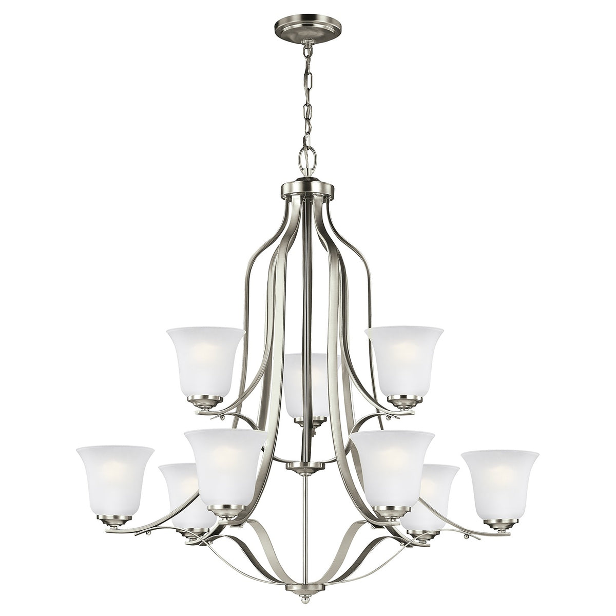 Emmons Nine Light Chandelier in Brushed Nickel