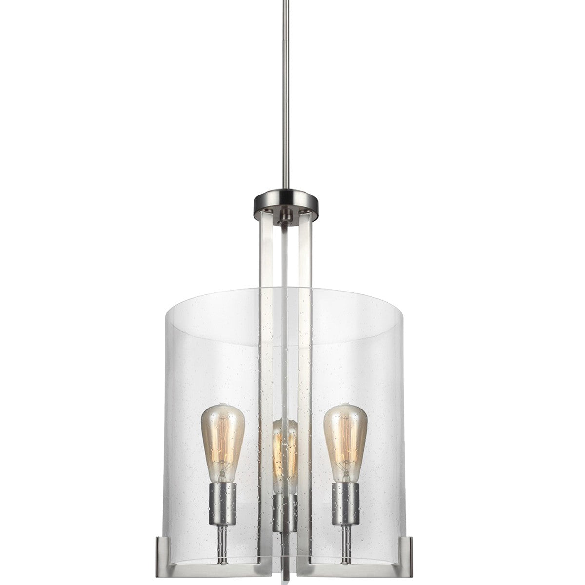 Suspension Dawes à trois lumières pour hall ou entrée, en nickel brossé