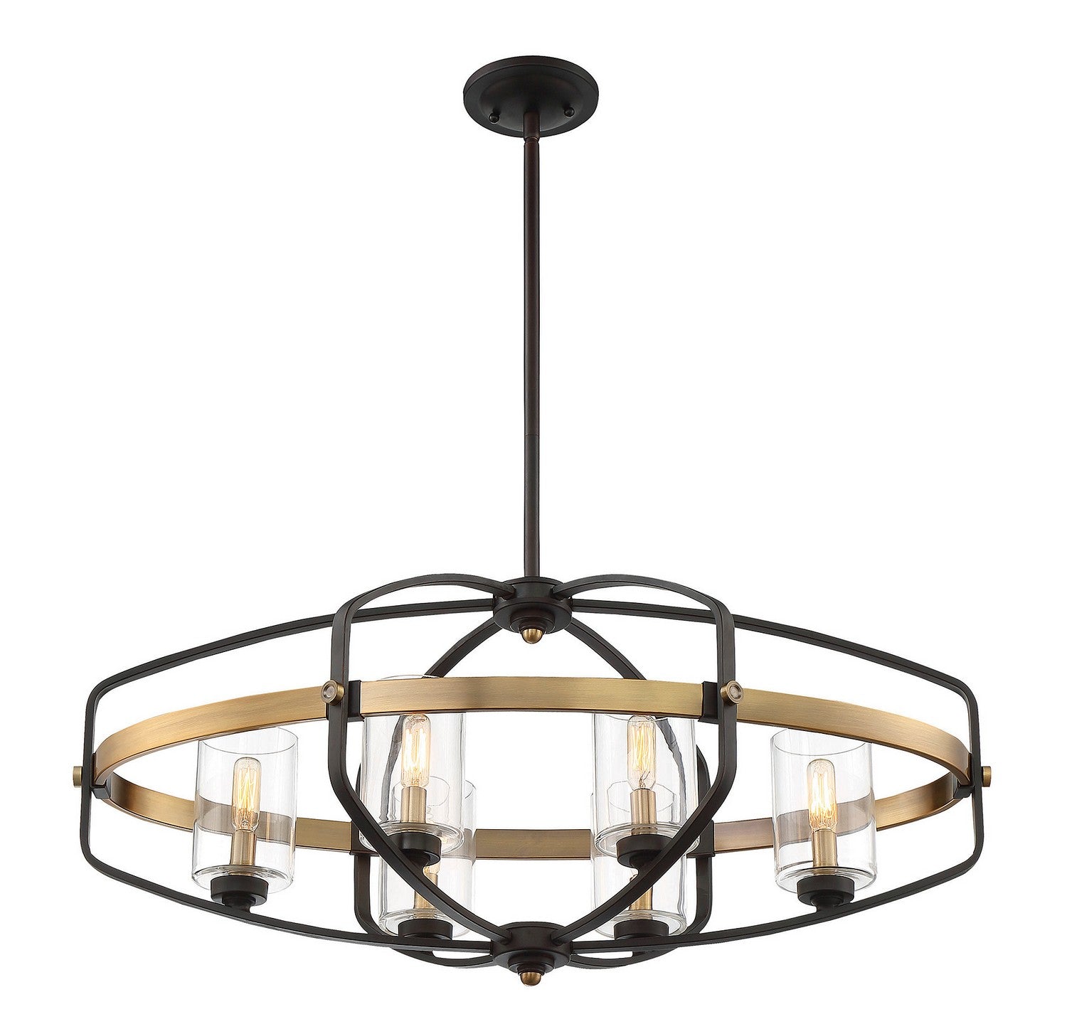 Lustre linéaire à six lumières Kirkland en bronze anglais et laiton chaud