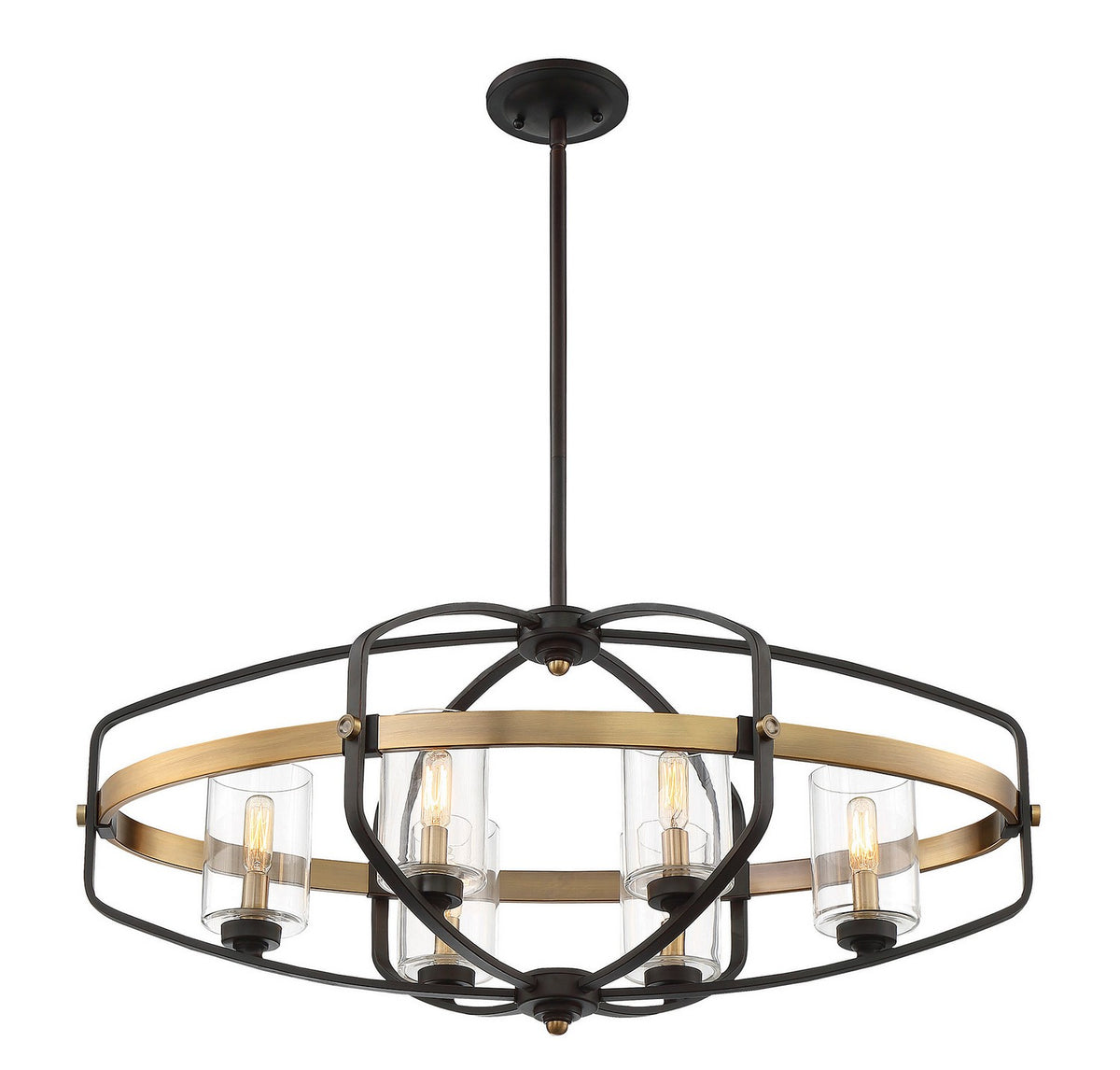 Lustre linéaire à six lumières Kirkland en bronze anglais et laiton chaud