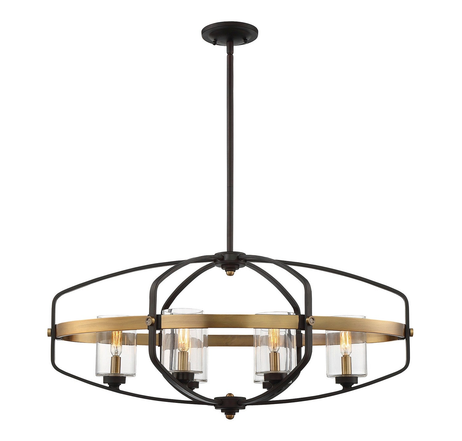 Kirkland Six Light Linear Chandelier in English Bronze and Warm Brass