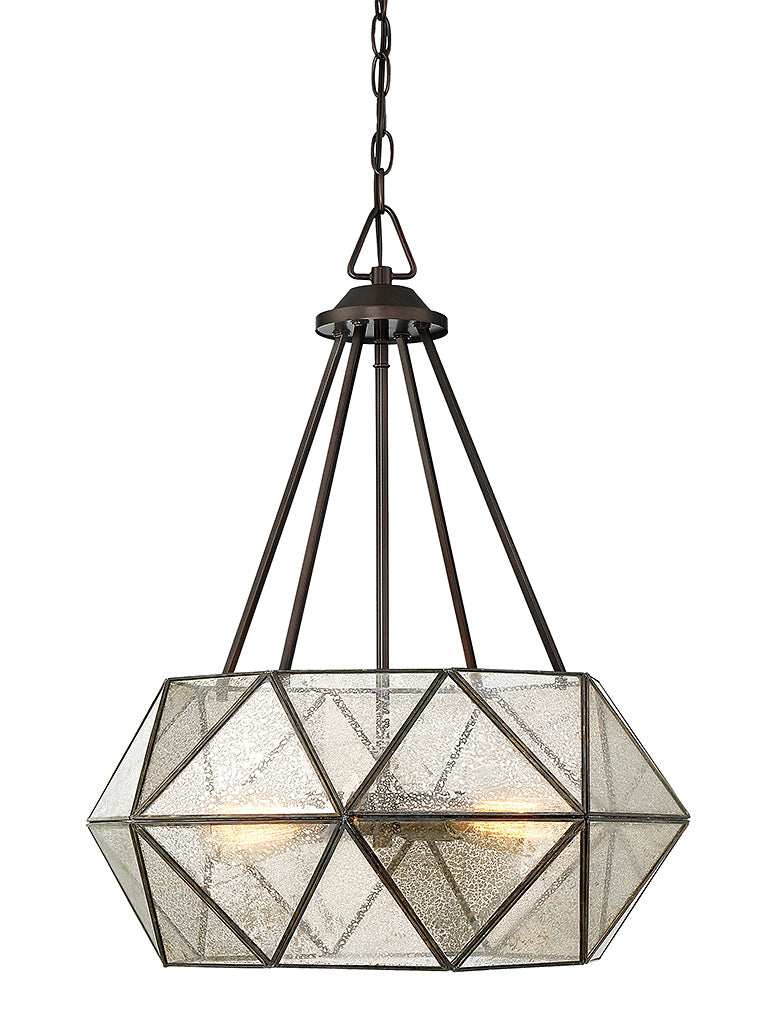 Tartan Four Light Pendant in Oiled Burnished Bronze