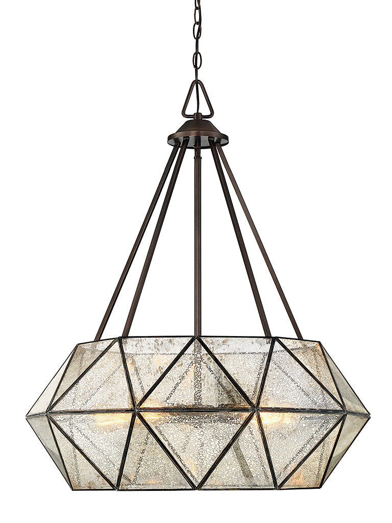 Suspension à cinq lumières Tartan en bronze bruni huilé