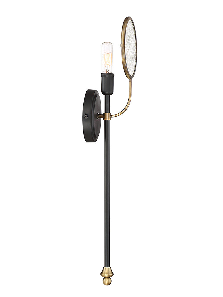 Oberyn One Light Wall Sconce in Vintage Black with Warm Brass