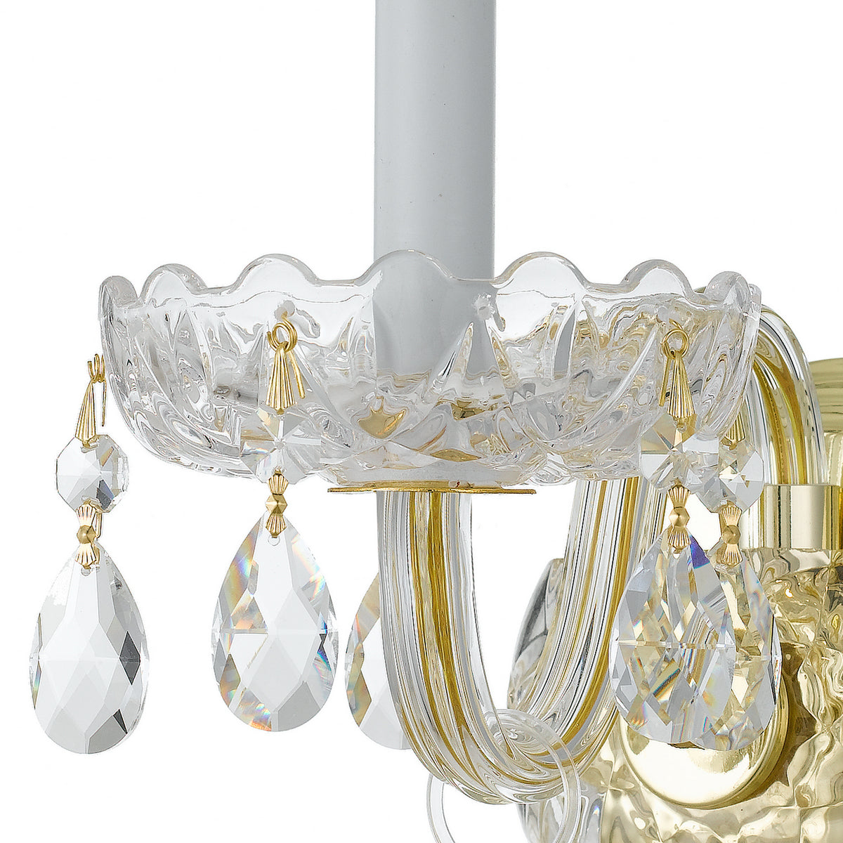 Traditional Crystal One Light Wall Sconce in Polished Brass