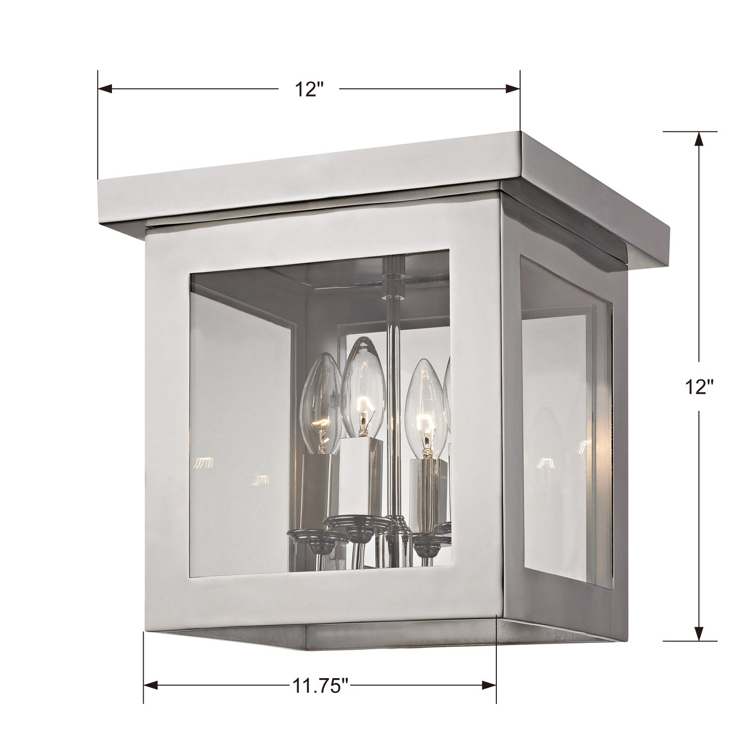 Hurley Four Light Flush Mount in Polished Nickel