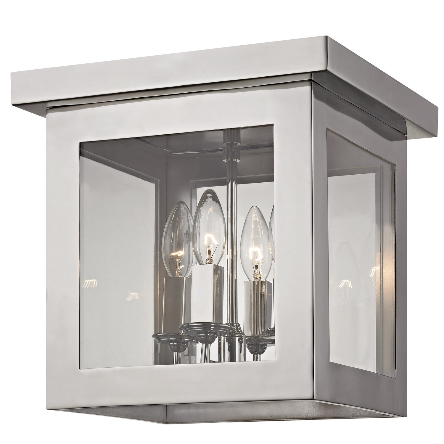 Hurley Four Light Flush Mount in Polished Nickel