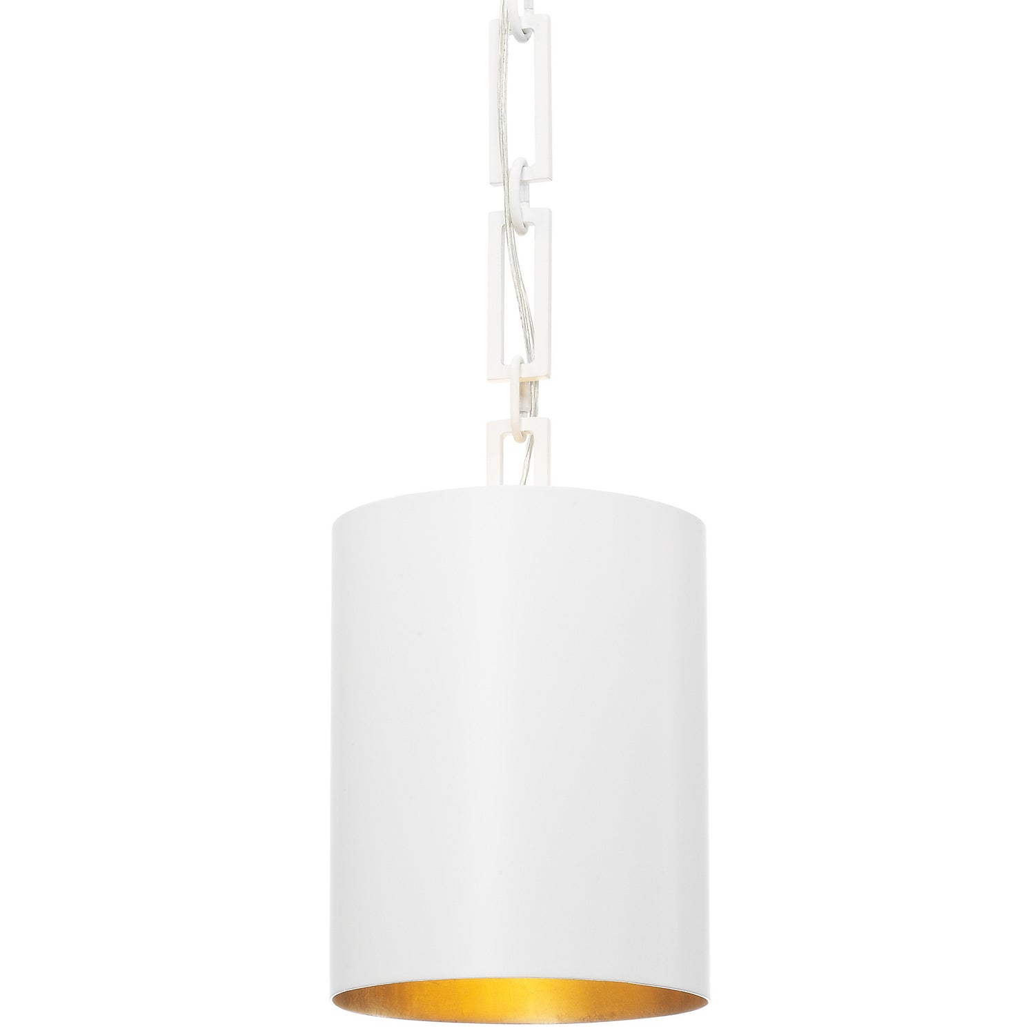 Alston One Light Mini Chandelier in Matte White + Antique Gold