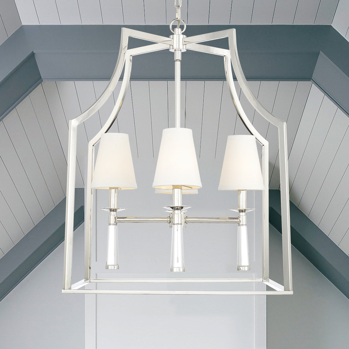 Baxter Four Light Chandelier in Polished Nickel