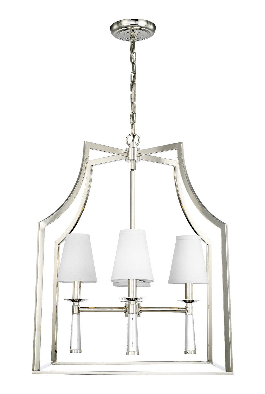 Baxter Four Light Chandelier in Polished Nickel