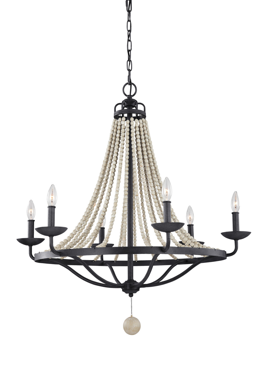 Lustre Nori à six lumières en zinc vieilli foncé / gris bois flotté