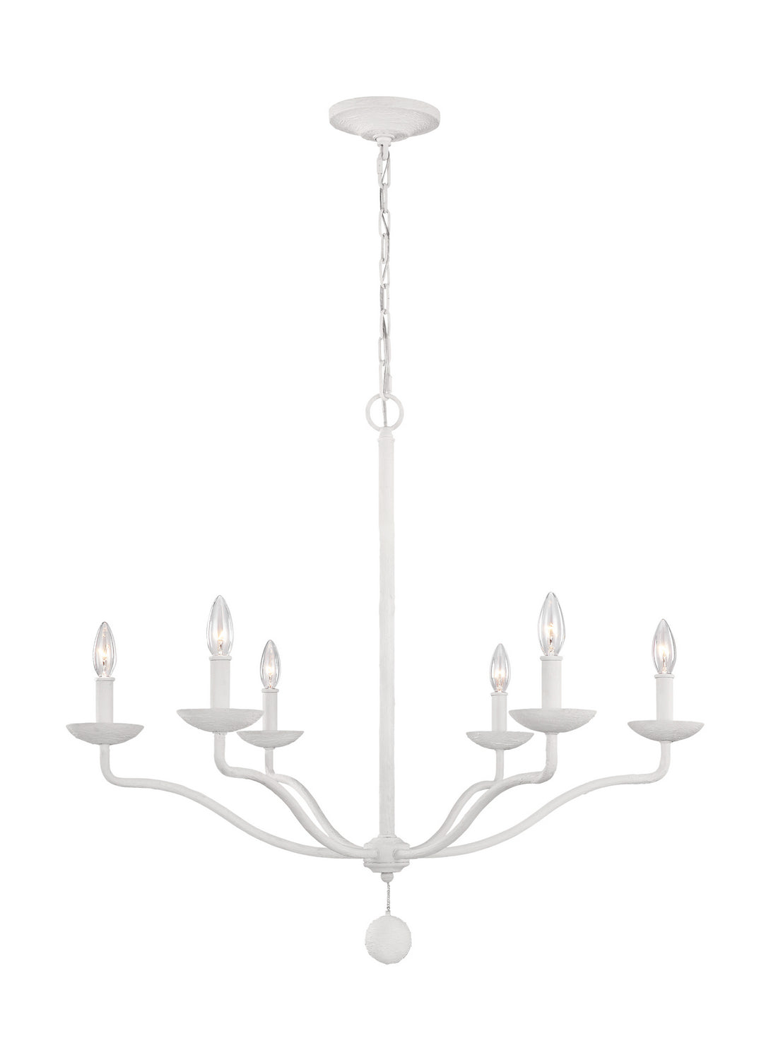 Lustre Annie à six lumières en plâtre blanc