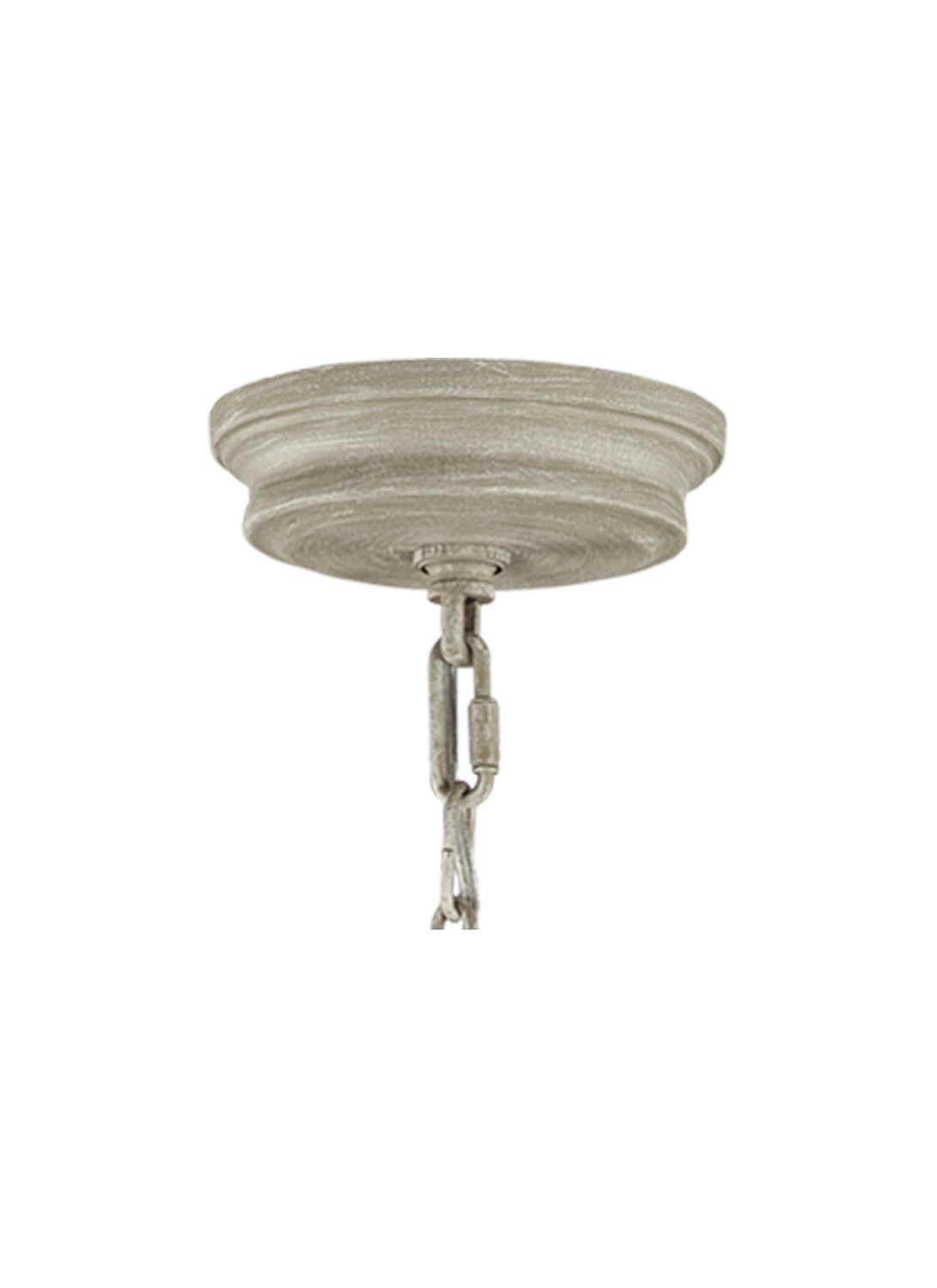 Lustre Beverly à six lumières en chêne blanchi à la française / bois blanc vieilli