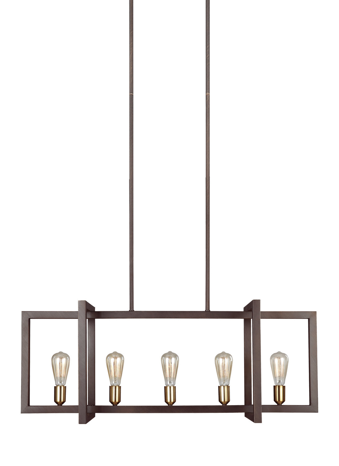 Lustre Finnegan à cinq lumières en bronze du Nouveau Monde
