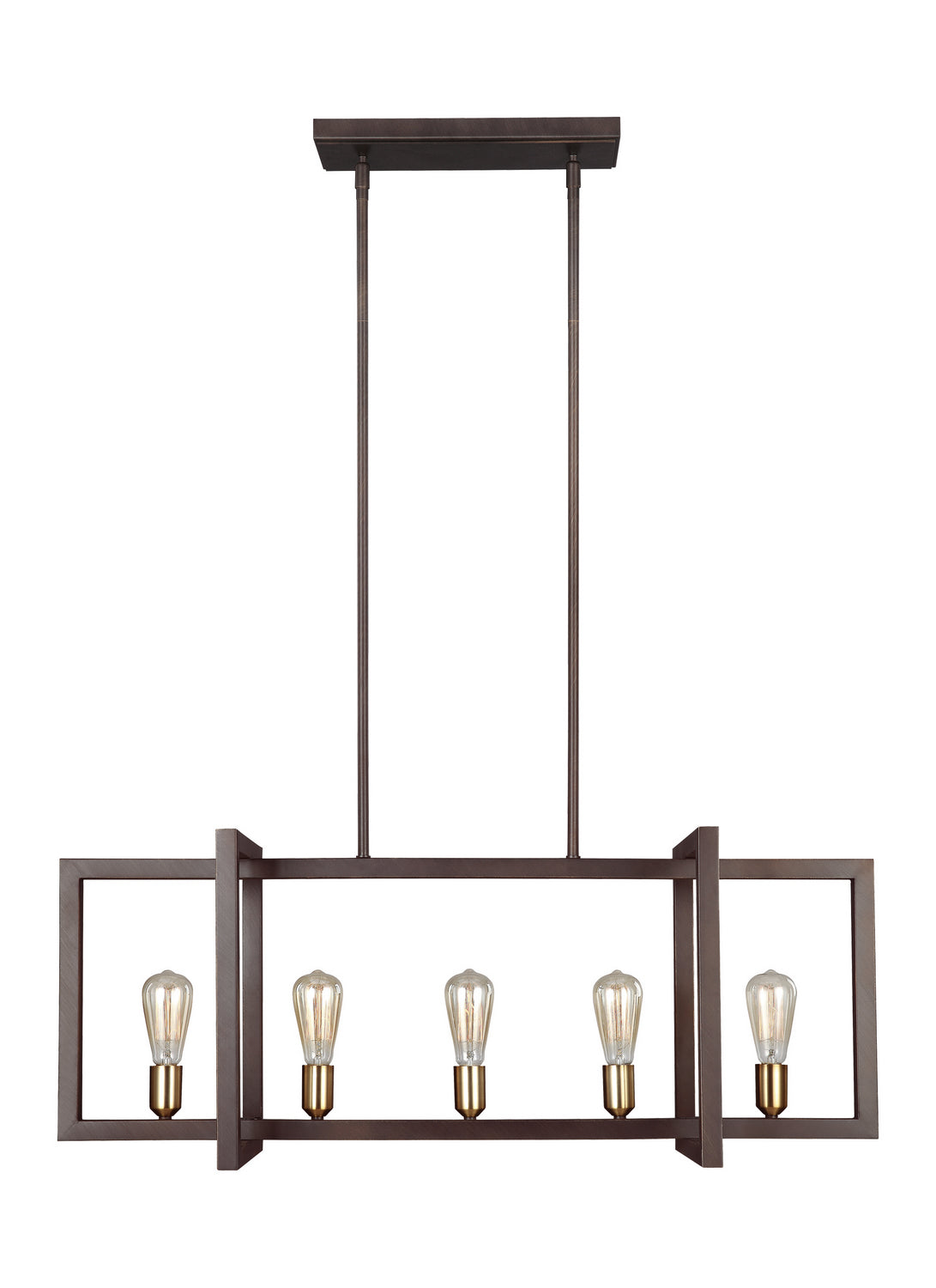 Lustre Finnegan à cinq lumières en bronze du Nouveau Monde