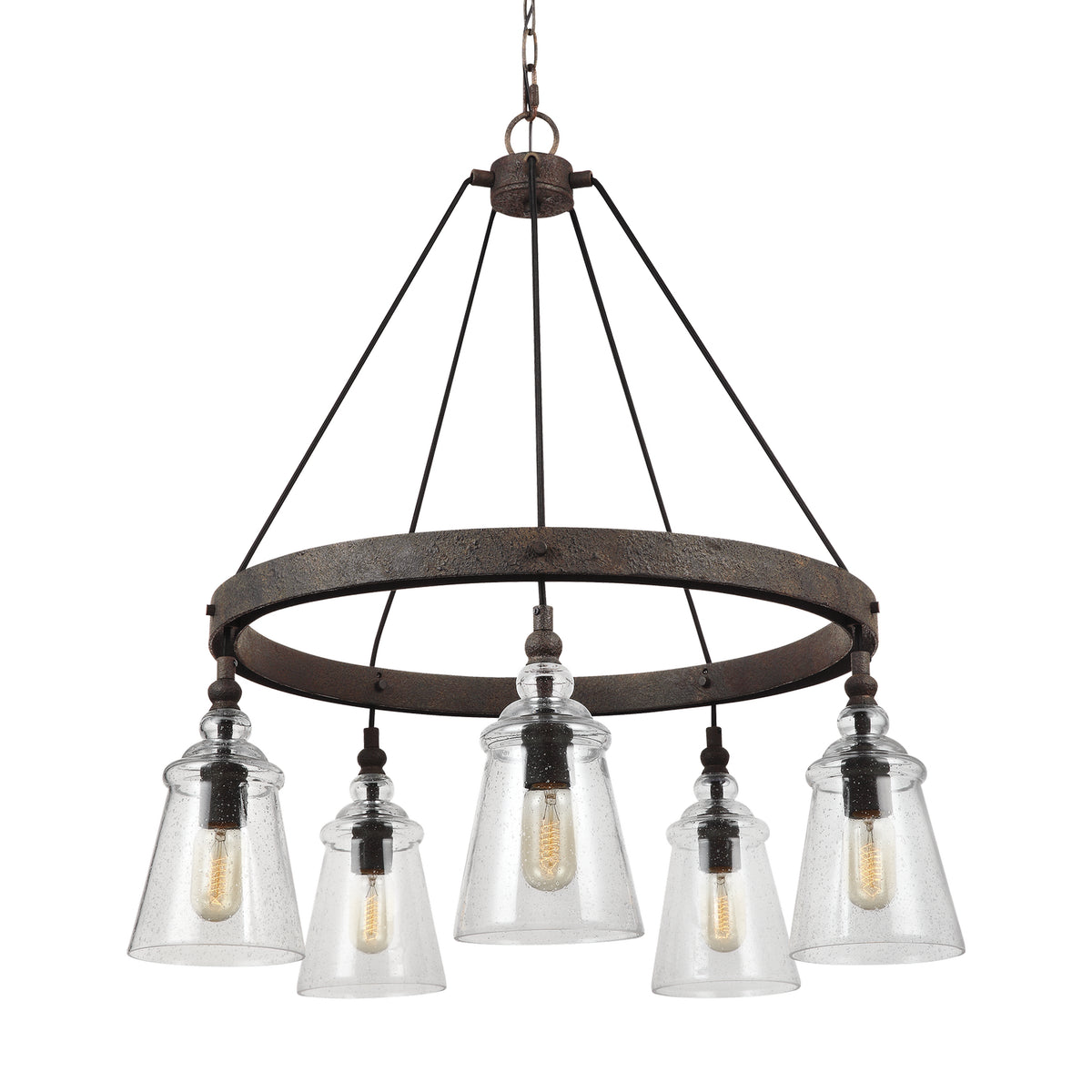Loras Five Light Chandelier in Dark Weathered Iron