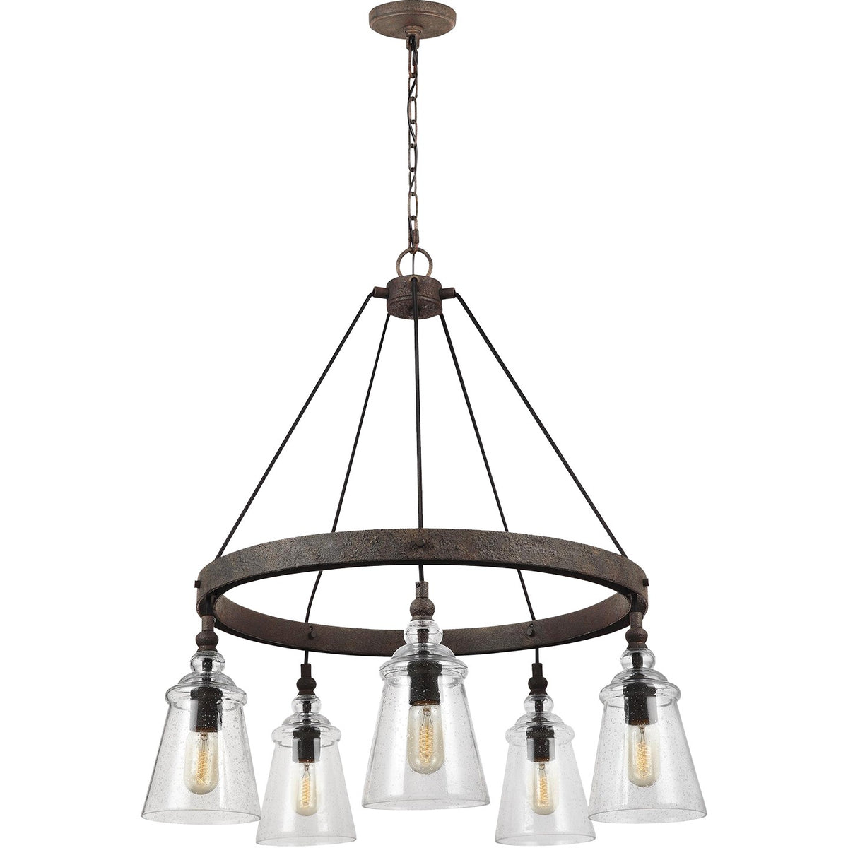 Loras Five Light Chandelier in Dark Weathered Iron