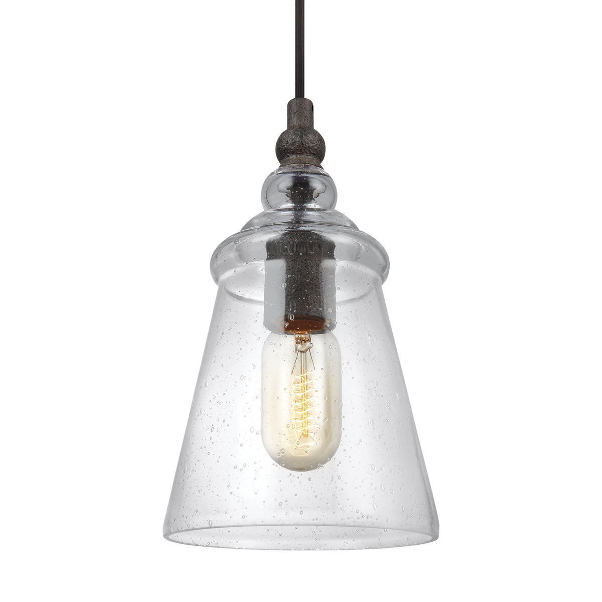Loras One Light Pendant in Dark Weathered Iron