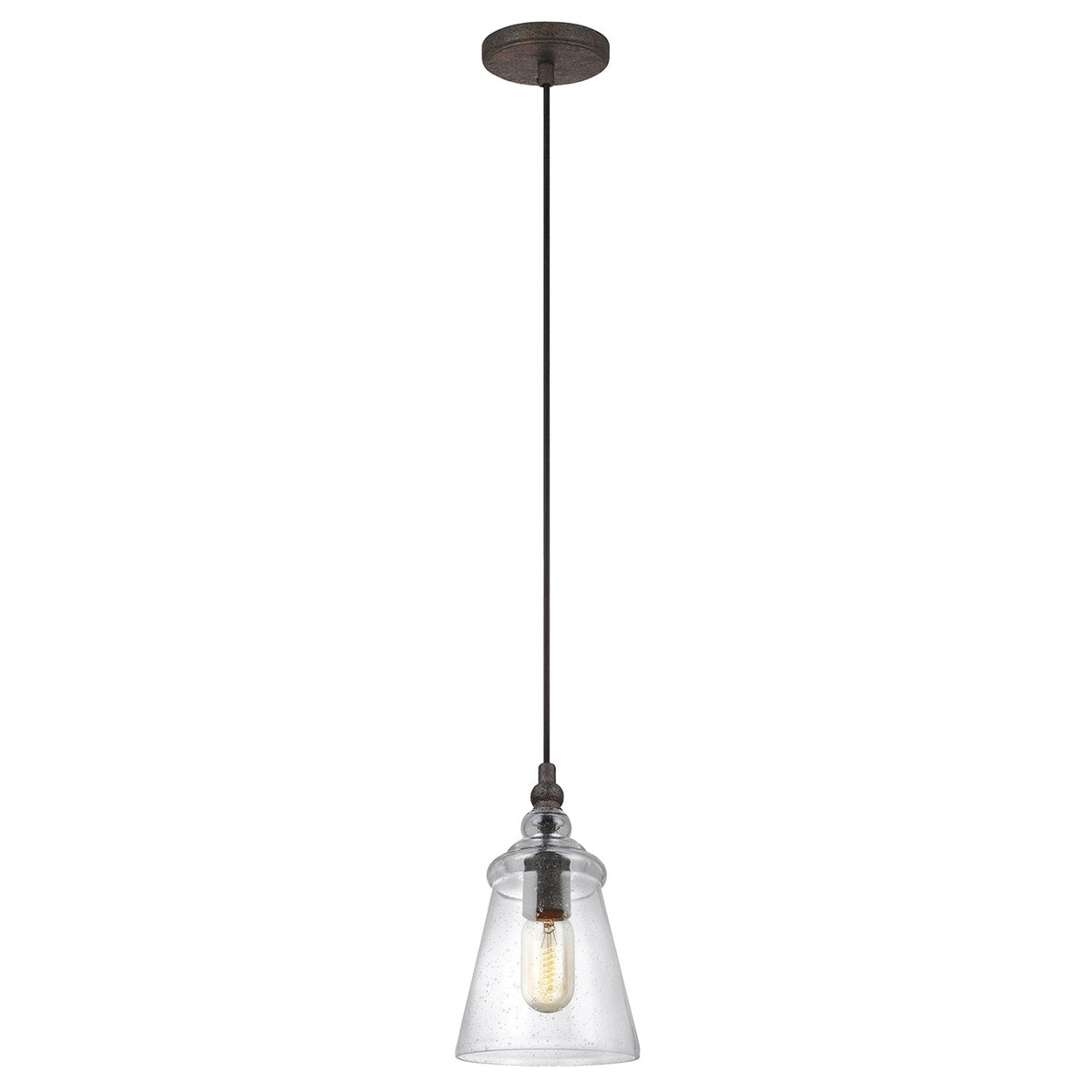 Loras One Light Pendant in Dark Weathered Iron