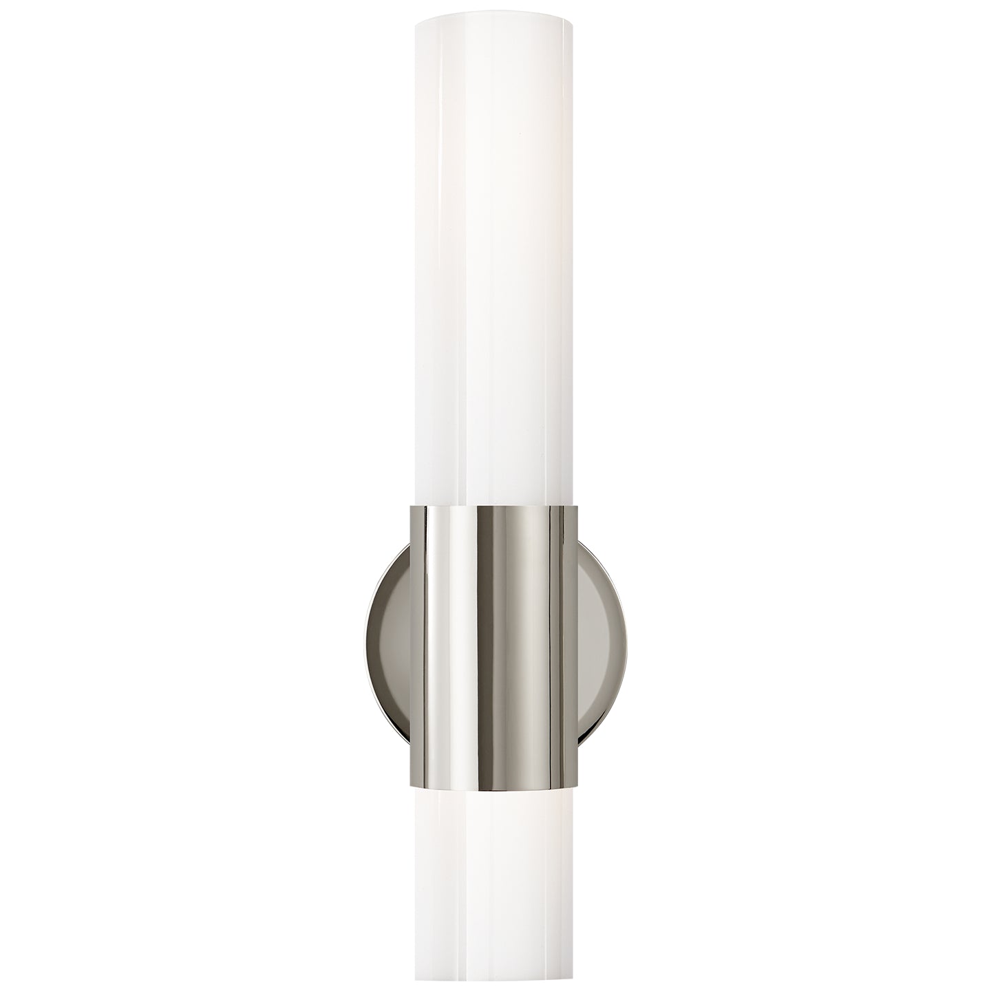 Penz Medium Cylindrical Sconce in Polished Nickel with White Glass