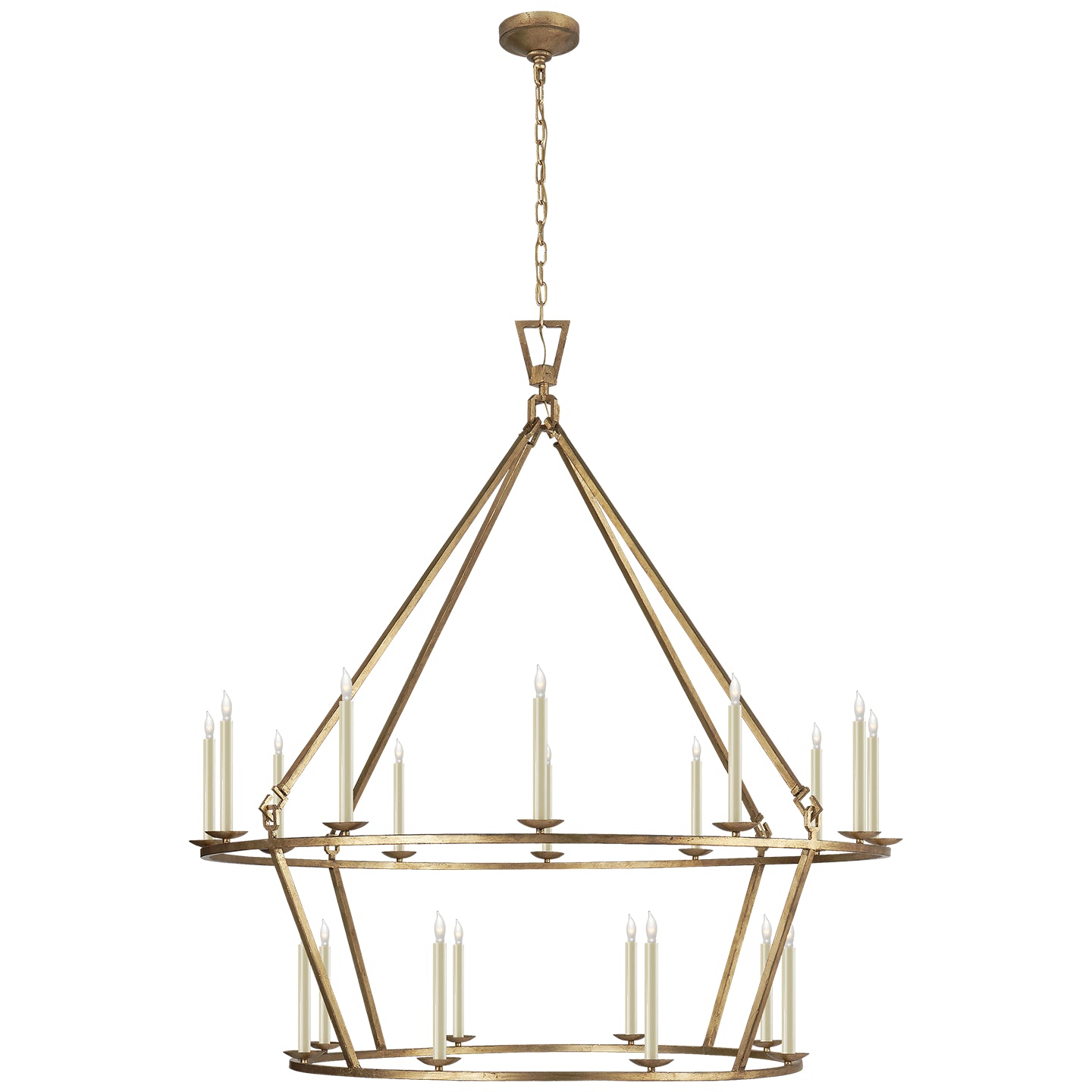 Darlana Extra Large Two-Tier Chandelier in Gilded Iron